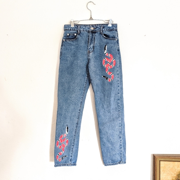 Sold! Adika Snakey Mom Jeans High Waist Vtg Snake - Picture 2 of 16